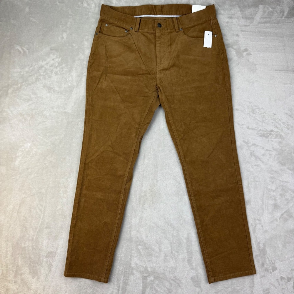 New Brooks Brothers Corduroy Pants Mens 36x30 Brown Slim Fit Modern Preppy